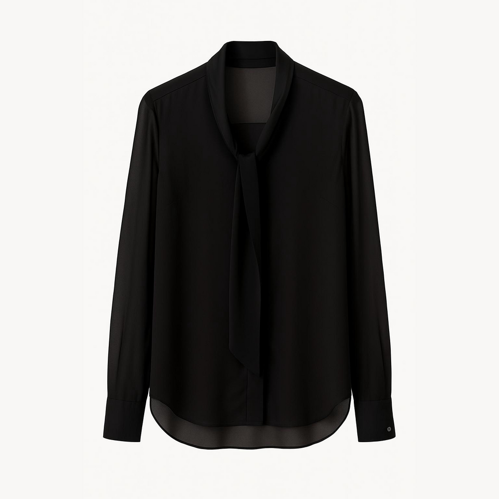 Kenneth Cole Black Buttoned Relaxed Blouse